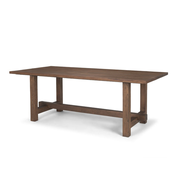 Mercana Suke Rectangular Dining Table - Solid Mango Wood with Trestle Base for Rustic and Modern Spaces 84" Med Brown Wood Top | Med Brown Wood Legs 70873-AB