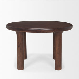Mercana Soma Round Dining Table in Textured Black Mango Wood – Elegant Focal Point for Modern Spaces 48" Red Brown Wood Top | Red Brown Wood Legs 70874-AB