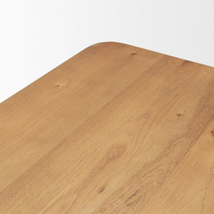 Mercana Suvan Elegant Solid Mango Wood Dining Table with Rounded Edges for Modern and Transitional Spaces 84" Lt Brown Wood Top | Lt Brown Wood Legs 70882-AB