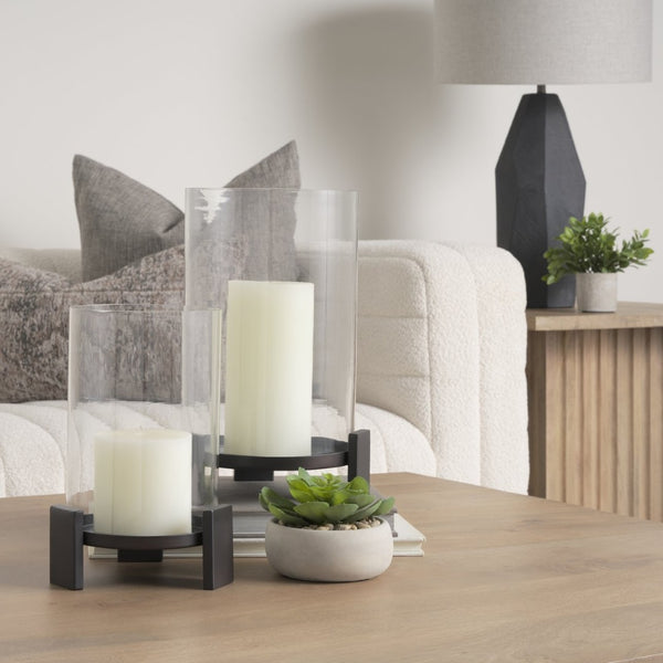 Mercana Price Elegant Matte Black Metal Hurricane Candle Holder with Glass for Ambiance and Style Matte Black | Small 70677