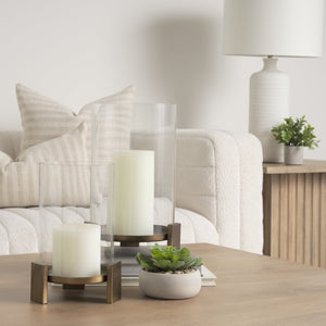 Mercana Price Elegant Matte Black Metal Hurricane Candle Holder with Glass for Ambiance and Style Antiqued Gold | Small 70679