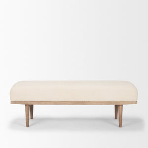 Mercana Shae Handcrafted Wood and Textured Fabric Bench for Entryways, Living Rooms, and Bedrooms 70797