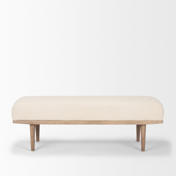 Mercana Shae Handcrafted Wood and Textured Fabric Bench for Entryways, Living Rooms, and Bedrooms 70797