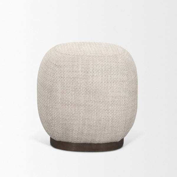 Mercana Siren Contemporary Accent Stool with Soft Boucle Upholstery and Sturdy Hackberry Wood Base 70809