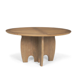 Sonomi Brown Solid Rubber Wood with Round Oak Tabletop Dining Table 70814-AB Mercana