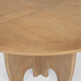 Sonomi Brown Solid Rubber Wood with Round Oak Tabletop Dining Table 70814-AB Mercana