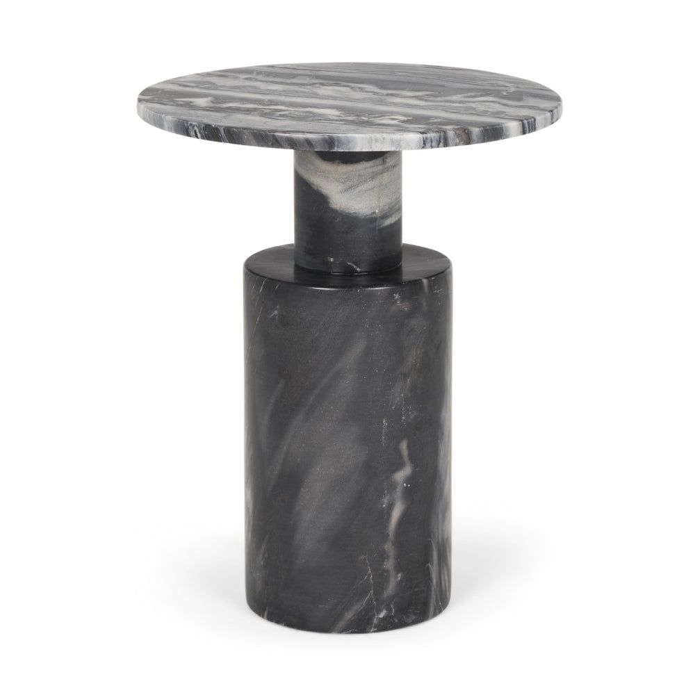 Mercana Taite Solid Dark Gray Pedestal Accent Table – Timeless Design for Modern Living Spaces and Decor 70876-AB