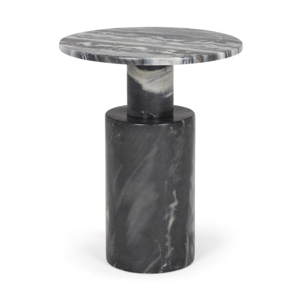 Mercana Taite Solid Dark Gray Pedestal Accent Table – Timeless Design for Modern Living Spaces and Decor 70876-AB