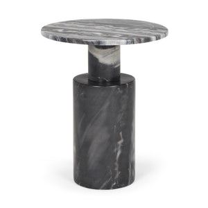 Taite Solid Dark Gray Marble Pedestal Accent Table 70876-AB Mercana