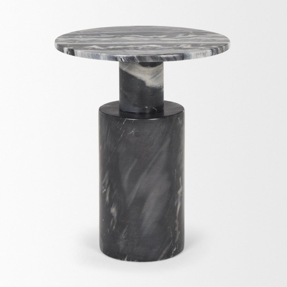 Mercana Taite Solid Dark Gray Pedestal Accent Table – Timeless Design for Modern Living Spaces and Decor 70876-AB
