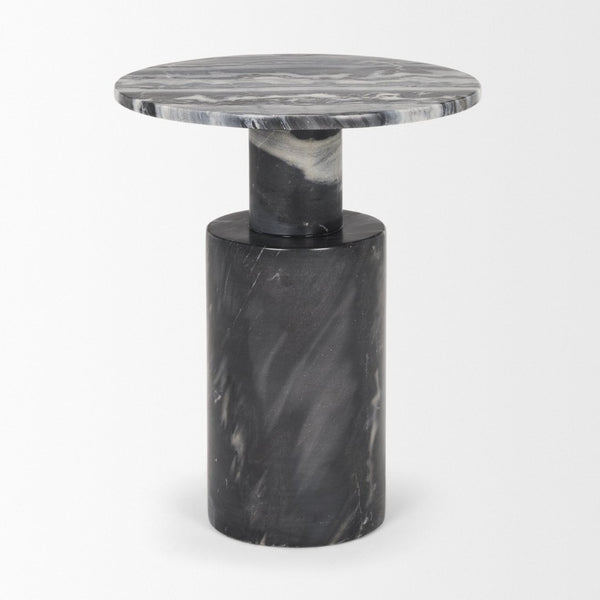Mercana Taite Solid Dark Gray Pedestal Accent Table – Timeless Design for Modern Living Spaces and Decor 70876-AB