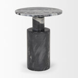 Taite Solid Dark Gray Marble Pedestal Accent Table 70876-AB Mercana