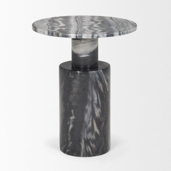 Mercana Taite Solid Dark Gray Pedestal Accent Table – Timeless Design for Modern Living Spaces and Decor 70876-AB