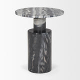 Taite Solid Dark Gray Marble Pedestal Accent Table 70876-AB Mercana