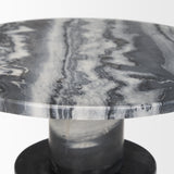 Taite Solid Dark Gray Marble Pedestal Accent Table 70876-AB Mercana