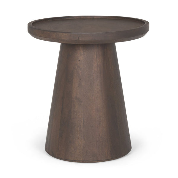 Mercana Takoda Versatile Tapered Drum Accent Table – Rustic Mango Wood Design for Any Room Decor Dark Brown Wood 70878