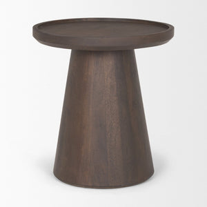 Mercana Takoda Versatile Tapered Drum Accent Table – Rustic Mango Wood Design for Any Room Decor Dark Brown Wood 70878