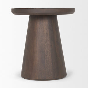 Mercana Takoda Versatile Tapered Drum Accent Table – Rustic Mango Wood Design for Any Room Decor Dark Brown Wood 70878