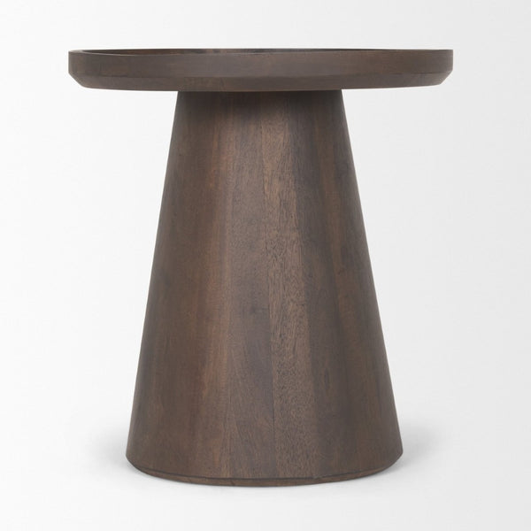 Mercana Takoda Versatile Tapered Drum Accent Table – Rustic Mango Wood Design for Any Room Decor Dark Brown Wood 70878