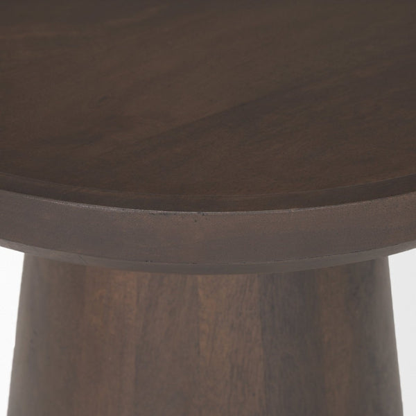Mercana Takoda Versatile Tapered Drum Accent Table – Rustic Mango Wood Design for Any Room Decor Dark Brown Wood 70878