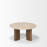 Mercana Syona Travertine + Mango Wood leg Oval Coffee table 70879-AB