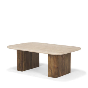 Mercana Symona Natural Stone & Mango Wood Coffee Table - Unique Sculptural Design for Modern Living Spaces 70880-AB