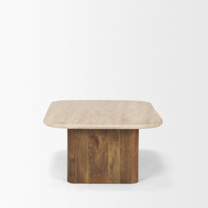 Mercana Symona Natural Stone & Mango Wood Coffee Table - Unique Sculptural Design for Modern Living Spaces 70880-AB