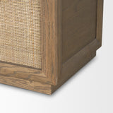 Sina Gray Brown Oak Wood with Natural Rattan 4 Door Sideboard 70815 Mercana