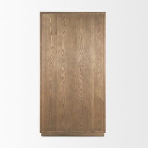 Mercana Sina Curio Cabinet - Elegant Solid Oak Showcase with Woven Doors for Stylish Storage & Display 70816