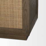 Sina Gray Brown Oak Wood with Natural Rattan 2 Door Curio Cabinet 70816 Mercana