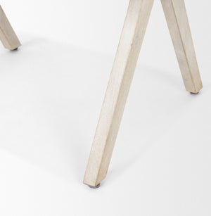 Mercana Topanga Dining Chair - Elegant Solid Back Design with Plush Upholstery for Coastal and Modern Spaces Cream Fabric | Blonde Wood 68505