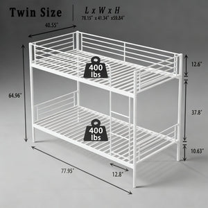 English Elm Bunk Bed Twin Over Iron Frame Full Guardrail Ladder No Box Spring Needed W3752P449020