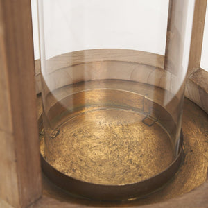 Mercana Andy I Tall Cylindrical Lantern – Rustic Farmhouse Candle Holder with Antique Brass Accents Natural Wood | 26H 68442