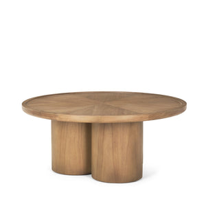 Mercana Tavi Coffee Table - Sculptural Rectangular Design with Elegant Cylinder Legs for Modern Living Spaces Brown Wood | Round 70859-AB
