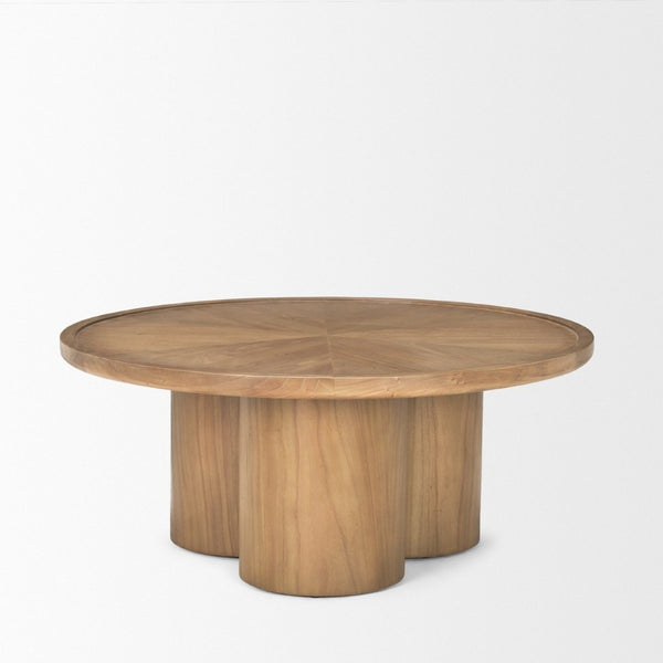 Mercana Tavi Coffee Table - Sculptural Rectangular Design with Elegant Cylinder Legs for Modern Living Spaces Brown Wood | Round 70859-AB