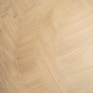 Mercana Taylin Round Coffee Table - Solid Elm with Rustic Charm and Curved Shelves for Stylish Storage Solutions 70861