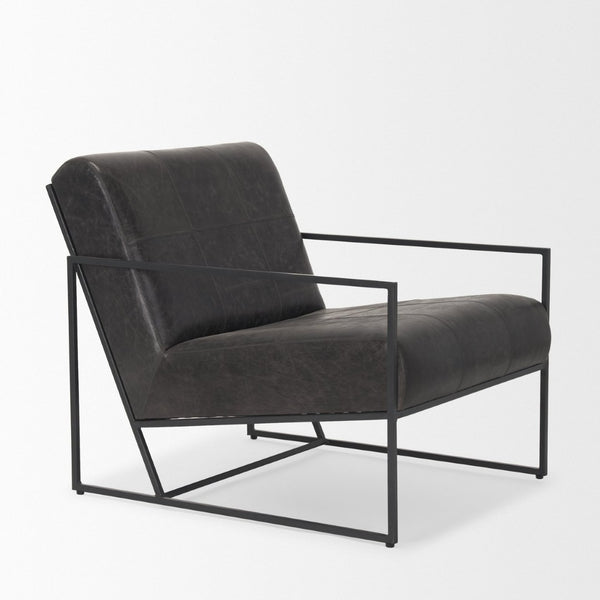 Mercana Stratton Accent Chair with Unique Full-Grain Leather Upholstery and Sturdy Metal Frame for Comfort 70868