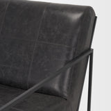 Stratton Gunmetal with Genuine Aged Black Leather Upholstered Accent Chair 70868 Mercana