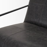 Stratton Gunmetal with Genuine Aged Black Leather Upholstered Accent Chair 70868 Mercana