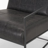 Stratton Gunmetal with Genuine Aged Black Leather Upholstered Accent Chair 70868 Mercana