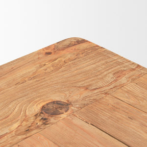 Mercana Stetson Rustic Reclaimed Pine Dining Table - Unique Trestle Design for Charming Family Gatherings 84" Natural Brown Wood Top | Natural Brown Wood Legs 70886