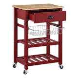 OSP Home Furnishings Hampton Kitchen Cart Red Red
