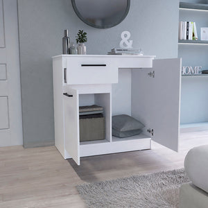 English Elm Orleans Engineered Wood Dresser with 2-Door & Single Drawer, Compact White Storage Cabinet for Bedroom Decor B097S00086