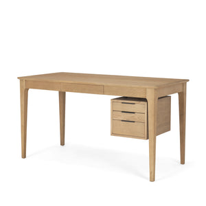 Tino Light Brown Oak Wood with 4 Drawers Desk 70891 Mercana