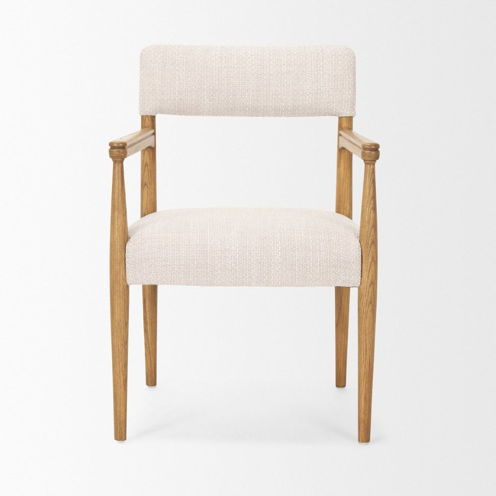Mercana Toni Dining Chair: Elegant Nettlewood Frame with Cream Performance Fabric for Timeless Comfort 70931