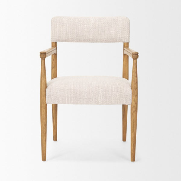 Mercana Toni Dining Chair: Elegant Nettlewood Frame with Cream Performance Fabric for Timeless Comfort 70931