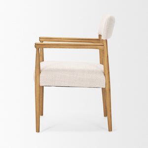 Mercana Toni Dining Chair: Elegant Nettlewood Frame with Cream Performance Fabric for Timeless Comfort 70931