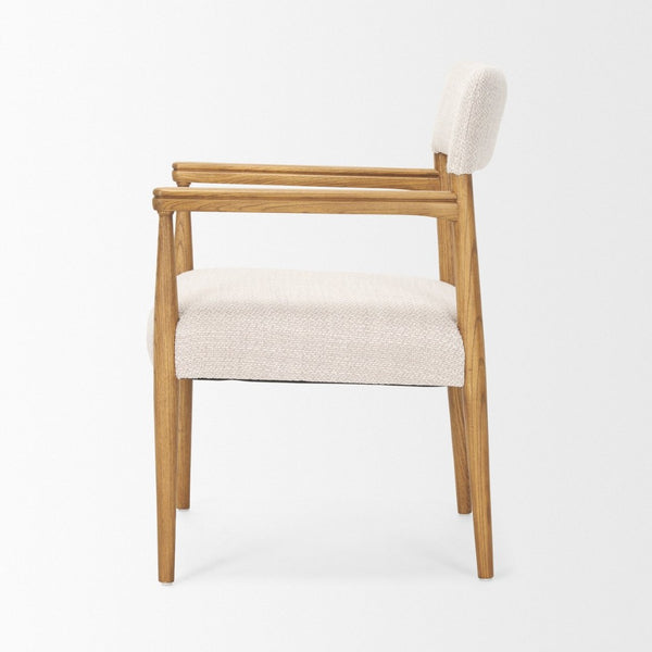 Mercana Toni Dining Chair: Elegant Nettlewood Frame with Cream Performance Fabric for Timeless Comfort 70931