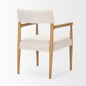 Mercana Toni Dining Chair: Elegant Nettlewood Frame with Cream Performance Fabric for Timeless Comfort 70931