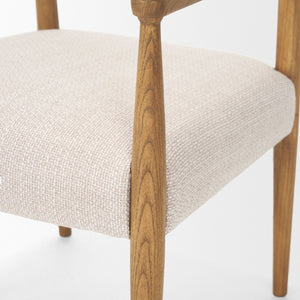 Mercana Toni Dining Chair: Elegant Nettlewood Frame with Cream Performance Fabric for Timeless Comfort 70931